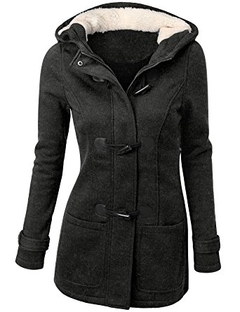 Doublju Womens Classic Hooded Toggle Coat With Pockets