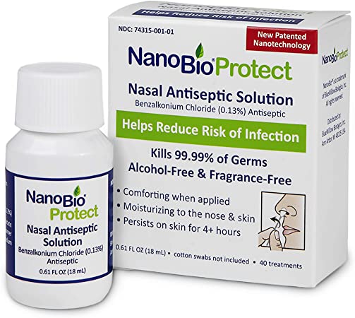 NanoBio Protect | Nasal antiseptic sanitizing solution |Kills 99.99% of Germs | Helps reduce risk of infection | Alcohol-Free & Non-Irritating | Moisturizes skin and Protects for hours | 40 Treatments