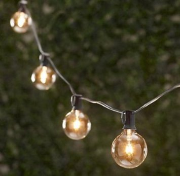 Spring Rose(TM) 50 Clear Patio String Globe Lights With Black Cord And 2 Extra Bulbs