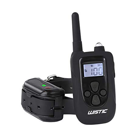 WISTIC Dog Training Collar, 300yard Rechargeable and Rainproof Electronic Remote Dog Collar with 100 Level of Vibration and Shock for Small Medium Large Dogs