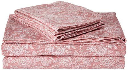 Shavel Home Products Micro Flannel Sheet Set, Twin, Enchantment Rose