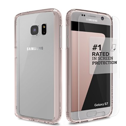 S7 Edge Case, (Rose Gold Clear) SaharaCase Protective Kit includes [ZeroDamage Tempered Glass Screen Protector] Shock-Absorbing Bumper, Scratch-Resistant Hard Back for Samsung Galaxy S7 Edge