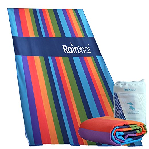 Microfiber Towel by Rainleaf. Perfect Sports & Travel &Beach Towel. Fast Drying - Super Absorbent - Ultra Compact. Suitable for Camping, Gym, Beach, Swimming, Backpacking.