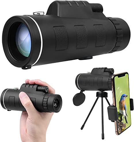 Vicloon 12x50 Monocular Telescope,HD Monocular Scope with Smartphone Adapter Tripod,BAK4 Prism/FMC Lenses,Waterproof Fog Proof Bird Watching Monocular for Hunting Sightseeing Travelling Concert Game