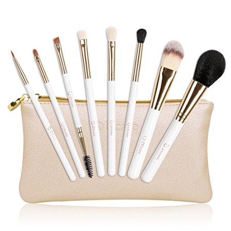 DUcare 8Pcs Travel Makeup Brush Set Goat Synthetic Professional Foundation Eyeshadow with Bags