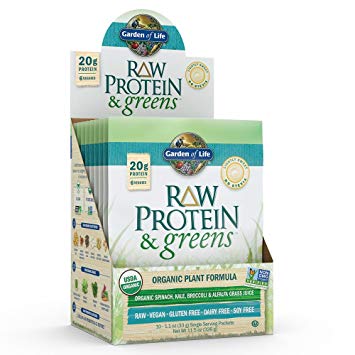 Garden of Life Greens and Protein Powder - Organic Raw Protein and Greens with Probiotics/Enzymes, Vegan, Gluten-Free, Light Sweet, 10 Count Tray