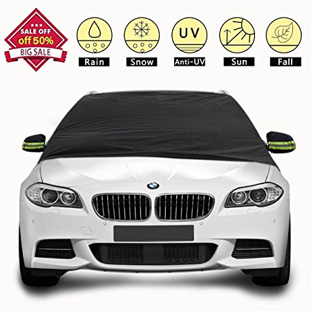 Car Windshield Snow Cover - Frost Snow Ice Waterproof Windproof Dustproof Outdoor Car Covers Fits Most Car, SUV, Truck, Van