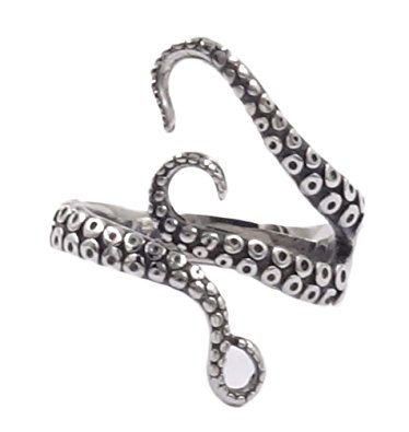 Stainless Steel Octopus Tentacle Ring Size Adjustable