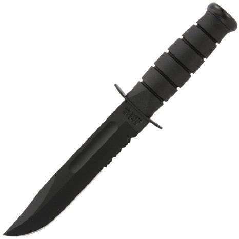 KA-BAR  FightingUtility Serrated Edge Knife with Hard Sheath Black