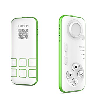 IWAWA Bluetooth Wireless Gamepad Controller for VR Headset Glasses, Android iOs PC for 3D VR Games/ Self Stick/Music Play/E-book Reading(White/Green)