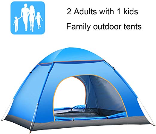 Campingtens Automatic Seconds Pop Up Tent for 2 Person Couple Tents Lightweight Tent with Package Bag, Blue Windproof and UV Protection Family Camping Tent for Outdoor Sports