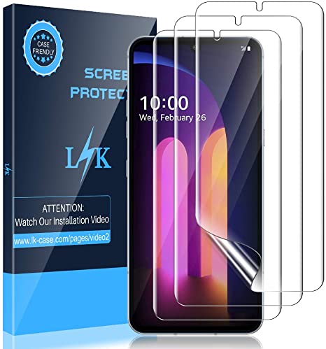 LK [3 Pack] Screen Protector for LG V60/LG V60 ThinQ, [Flexible Film] HD Clear, Bubble Free, Case Friendly