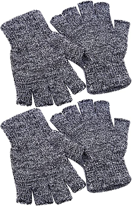 Cooraby 2 Pairs Unisex Warm Half Finger Gloves Winter Fingerless Gloves (L for Adults, M for Teens, S for Kids)