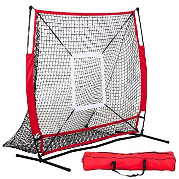 Yaheetech 5 x 5FT Baseball & Softball Practice Net with Training Ball，Strike Zone，Carry Bag