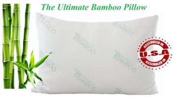 Ultimate Bamboo Pillow -Stay Cool Pillow-Hotel Quality Fiber Filled in the USA-Down Alternative Hypoallergenic Pillow-Best Pillow for Stomach Back and Side Sleepers-Satisfaction Guaranteed Queen