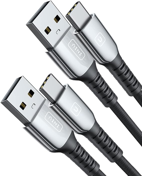 INIU USB C Charger Cable, [2 Pack 2m] 3.1A QC Fast Charging USB C Cable, Zinc Alloy Braided USB A to USB C Cable for Samsung S22 S20 S10 S9 A12 A40 A51 Xiaomi OnePlus Huawei Google Pixel,Switch etc.