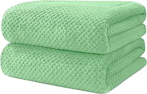 HOMEXCEL Bath Towel Set Pack of 2, (27 x 54 Inches) Microfiber Ultra Soft Highly Absorbent Bath Towel, Lightweight and Quick Drying Towels for Body, Sport, Yoga, SPA, Fitness, Green