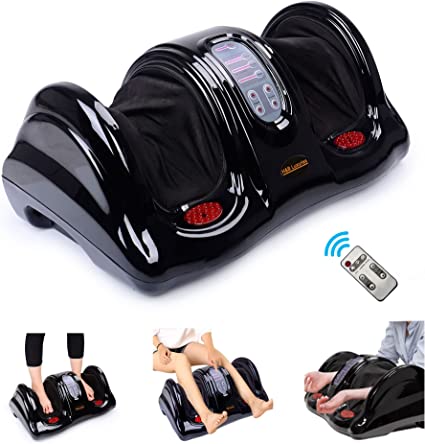 Electric Shiatsu Foot Massager with Remote for Pain Relief, Deep Kneading Rolling Feet and Calf Massager, Leg Circulation Machine for Plantar Fasciitis and Neuropathy, Men Women Gifts, Black