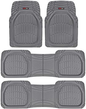 Motor Trend MT-923-920 Gray FlexTough Contour Liners-Deep Dish Heavy Duty Rubber Floor Mats for 3 Row Car SUV Truck & Van-All Weather Protection