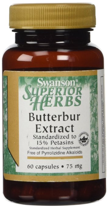 Swanson Superior Herbs Butterbur Extract 75mg -- 2 Bottles each of 60 Capsules