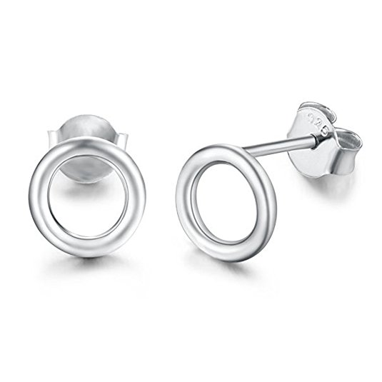Julie's Jewelry 925 Sterling Silver minimalist design handmade smooth geometric Circle Earrings female