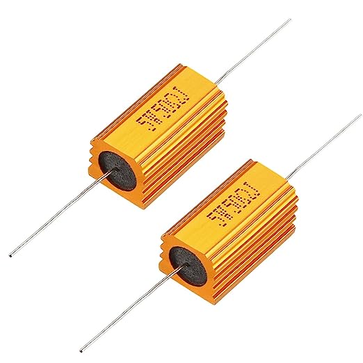 uxcell 2 Pcs Aluminum Case Resistor 5W 50 Ohm Wirewound for LED Replacement Converter 5W50RJ