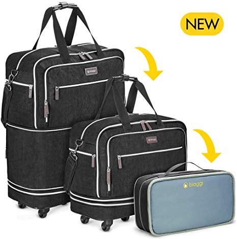 Biaggi Zipsak Boost Max Carry-On Suitcase - Compact Luggage Expandable - As Seen on Shark Tank - Black