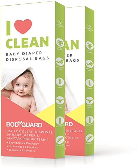 Bodyguard Baby Diaper Disposable Bags - 30 Bags | Odor Sealing for Diapers, Food Waste, Pet Waste, Sanitary Product Disposal | Durable and Unscented