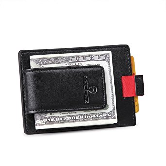 AECCEZ Mens Wallet Leather Money Clip Slim Front Pocket Wallet RFID Blocking