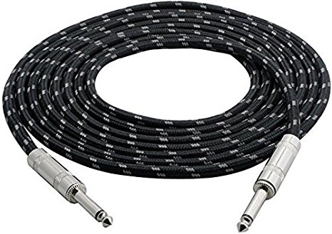 Pyle-Pro PCBL1F12 Premium Quality 12 Ft 1/4'' To 1/4'' Guitar/Instrument/Amp Cable W/Fabric Shielding