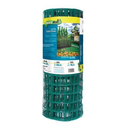Origin Point 022450 24-Inch x 50-Foot Green Vinyl Garden Fence With 3-Inch x 2-Inch Openings