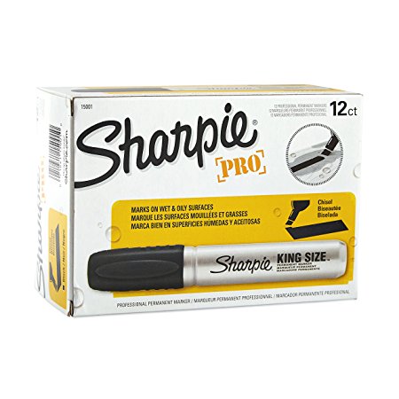 Sharpie Pro King Size Permanent Markers, Chisel Tip, Black, (Pack of 12)