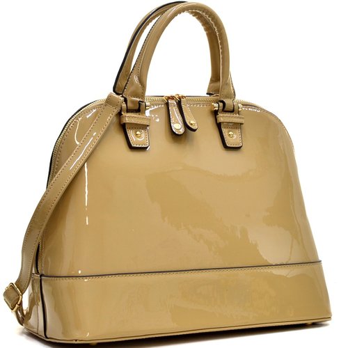 Dasein Faux Leather Dome Zip-Around Satchel