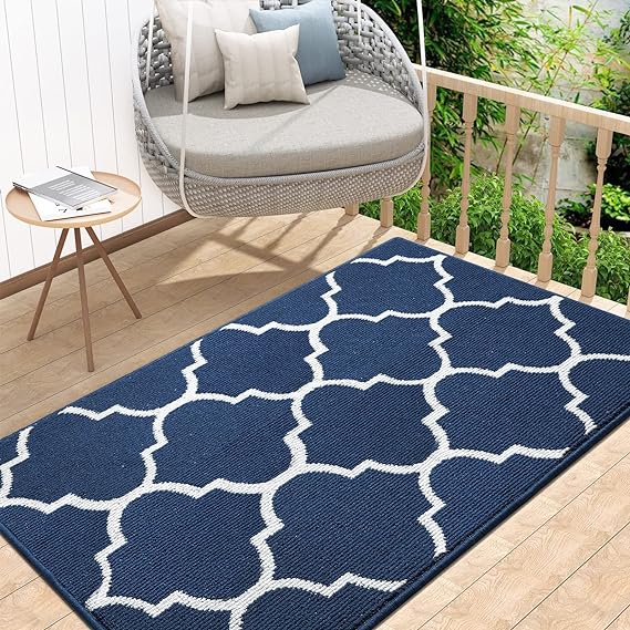 OLANLY Indoor Door Mat, 40x32, Non-Slip Absorbent Resist Dirt Entrance Mat, Washable Low-Profile Inside Floor Mat Doormats for Entryway, Navy