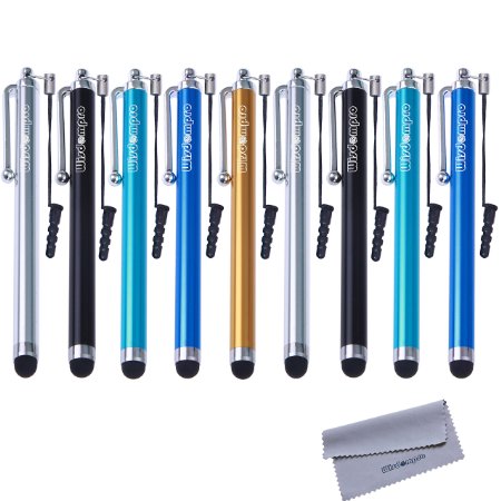 Stylus, Wisdompro® 9 Pack Stylus Bundle of 4.5" Colorful Universal Styli Pens with Lanyard Tether for Capacitive Touch Screen iPhone iPod iPad Samsung Smartphone and More (5-Color Guy Pack)