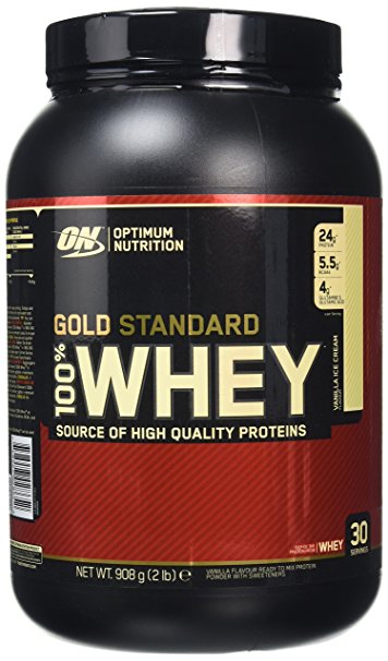 Optimum Nutrition Gold Standard Whey Protein Powder, Vanilla Ice Cream, 908 g