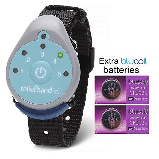Reliefband for Motion and Morning Sickness with TWO Extra Blucoil CR2025 Batteries - VALUE BUNDLE