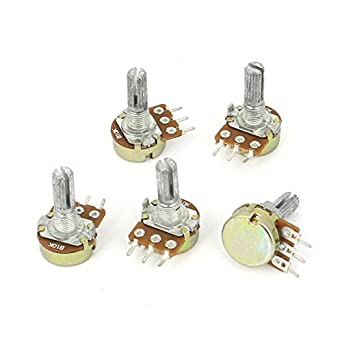 uxcell 5 Pcs 10K OHM Linear Taper Rotary Potentiometer 10KB B10K Pot Zinc Plating with 13mm Shaft