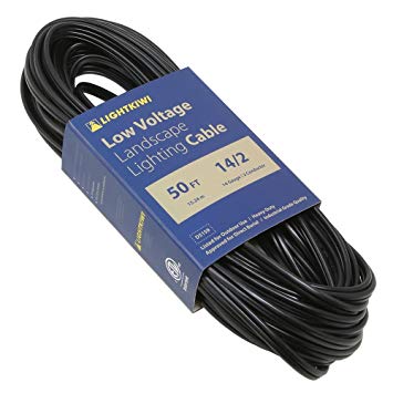 Lightkiwi D5159 14AWG 2-Conductor 14/2 Direct Burial Wire for Low Voltage Landscape Lighting, 50ft