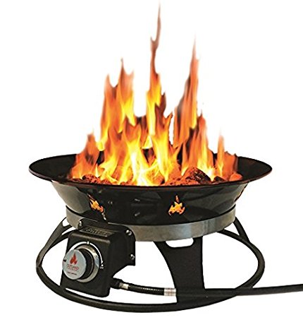 Outland Firebowl 863 Cypress Portable Propane Gas Fire Pit with Cover & Carry Kit, 21-Inch Diameter 58,000 BTU
