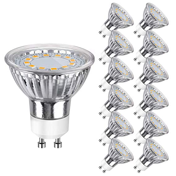 SHINE HAI GU10 LED Light Bulbs 50W Equivalent, 3000K Warm White Track Lighting, 120 Degree Beam Angle, CRI&gt;85, Non-Dimmable, Pack of 12