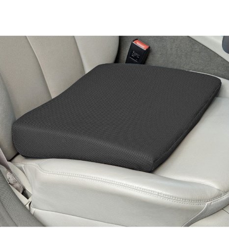 MEMORY FOAM Wedge Cushion for Back Support and Height Boost - Washable Zip Cover in New '3D' Mesh