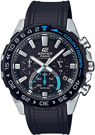 Casio Men's Edifice Stainless Steel Quartz Watch with Resin Strap, Black, 22 (Model: EFS-S550PB-1AVCR)