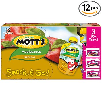 Mott's Snack & Go Natural Applesauce, 3.2 oz pouches (Pack of 12)