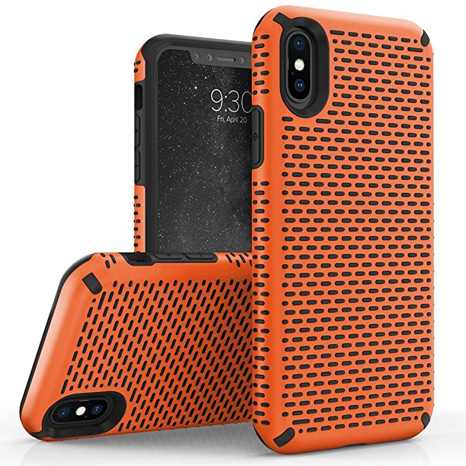 Zizo Echo Series Compatible with iPhone X Case Dual Layered TPU and PC with Anti Slip Grip iPhone Xs case Orange Black