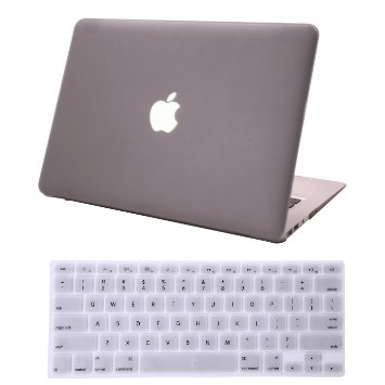 HDE MacBook Air 13" Case Hard Shell Cover Solid Rubberized Matte Plastic   Keyboard Skin - Fits 13.3" Apple Mac Air Notebook Model A1369 / A1466 (Gray)