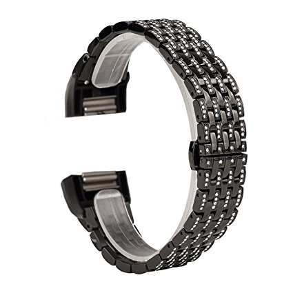 For Fitbit Charge 2 Bands/Fitbit Charge 2 HR Band, Wearlizer Charge 2 Replacement Bands Rhinestone Diamond fully-jewelled design Silver/Gold/Rose Gold/Black