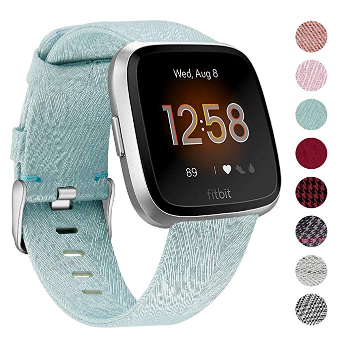 NANW Bands Compatible with Fitbit Versa, Versa Lite Edition Bands Small Large, Woven Fabric Accessories Strap Wristband Replacement Women Men Compatible with Fitbit Versa