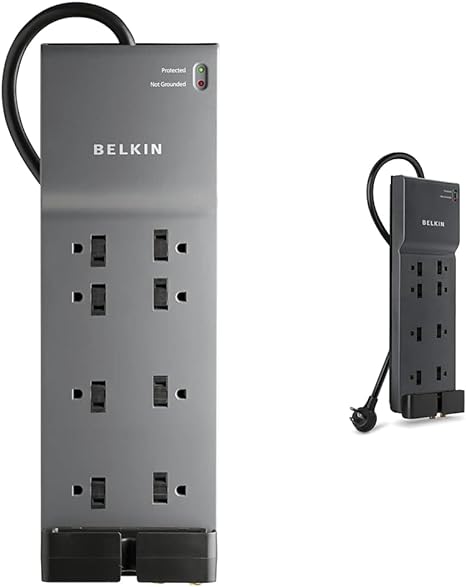 Belkin BE108230-06 8-Outlet Home and Office Surge Protector with Coaxial Protection & 8-Outlet Home/Office Series Surge Protector with 12-Foot Cord (BE108230-12)