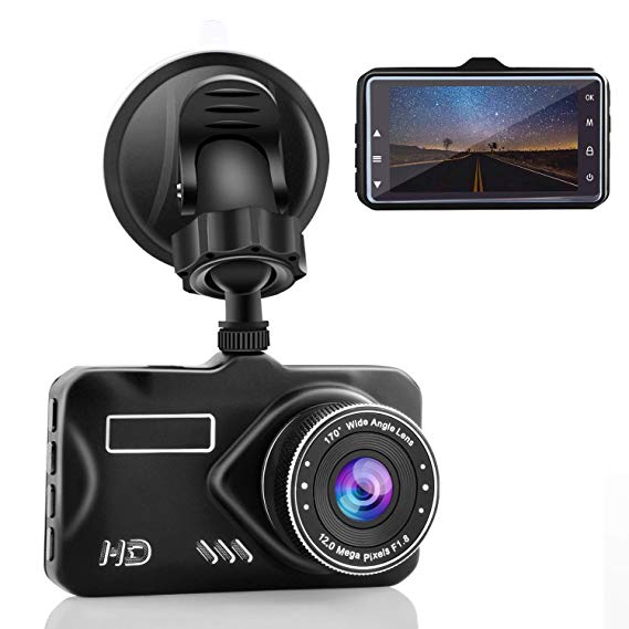 CHICOM 3" Dash Cam Full HD 1080P, 170 Degree Wide Angle LCD Dashboard Camera Car Video Recorder with Night Vision, G-Sensor, WDR, Loop Recording, Motion Detection, Parking Monitor (Black1)